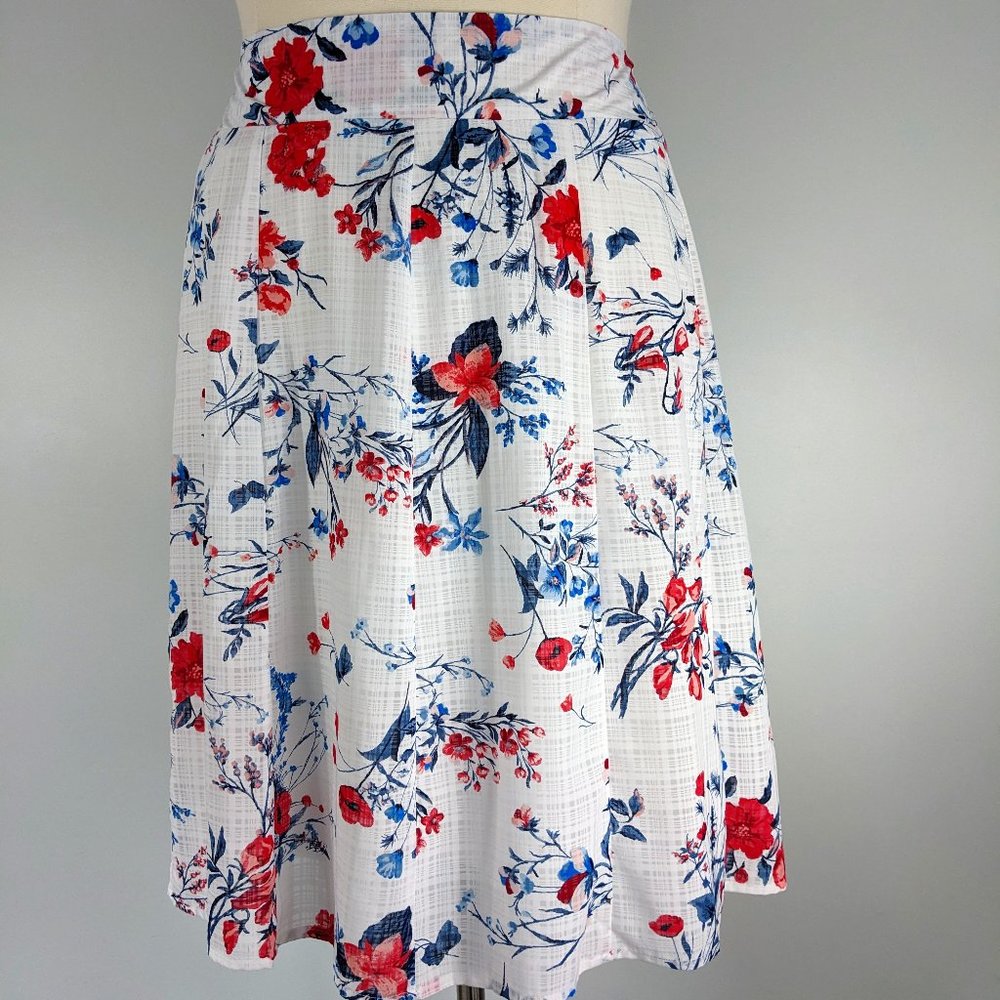 CJ Banks Red, White, and Blue Floral Skirt